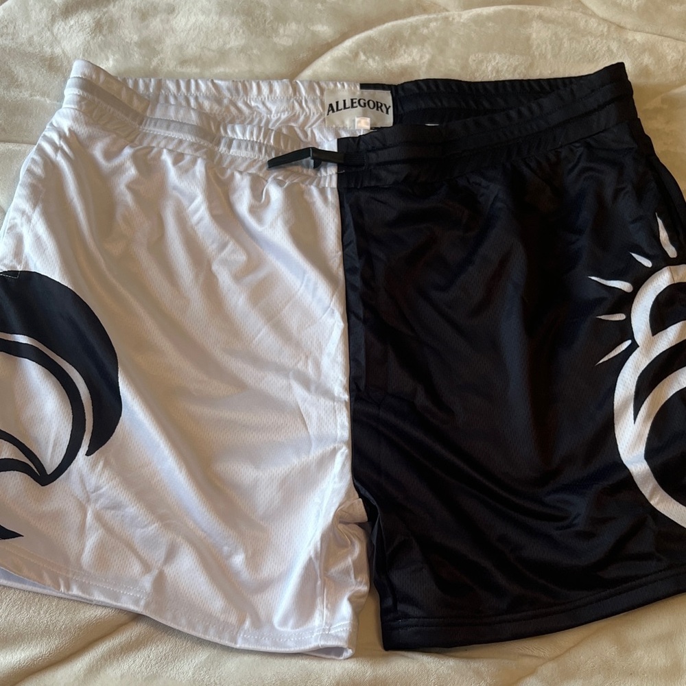 Black and White Athletic Men Shorts